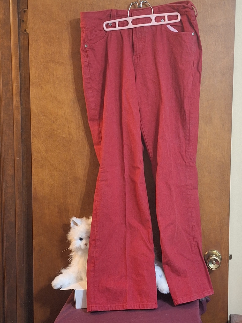Chico's Red Wide-Leg Cotton Blend Pants